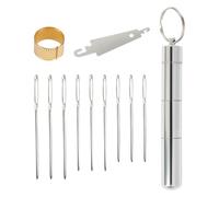 Large Eye Blunt Sewing Needles Set, 53/60/70 mm Three Sizes Hand Sewing Needles Stainless Steel Yarn Knitting Needles with 1 Seam Rippers, 1 Aluminum Storage Tube,1 Iron Needle Threaders