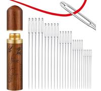 Large-Eye Hand Sewing Needles, 25 Stainless Steel Sharp Needles | silver assorted needles, easy-thread eyes for yarn, knitting, embroidery and hand-sewing crafts