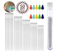 Large-Eye Needles for Hand Sewing, 50pcs Premium Large Eye Sewing Needles with Threaders and Storage Tube 5 Size Large Eye Pointed Stitching Needles for Stitching Crafting Projects and Embroidery