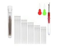 Large Eye Needles, Hand Sewing Needles, 30 Pcs Sharp Sewing Needles Easy Thread, 5 Sizes Big Eye Embroidery Needles in Aluminum Storage Tube, 1 Seam Rippers, 2 Needle Threaders