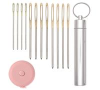 Large Eye Sewing Needles, 12PCS Darning Needles for Wool with Storage Tube and Tape Measure, 3 Size Stainless Steel Embroidery Needles, Wool Needles for Sewing Up Knitting & Embroidery Projects