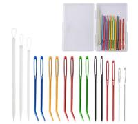 Large Eye Sewing Needles, 17Pcs Yarn Needles Set, Aluminum Big Eye Yarn Darning Blunt Needle Kit with Straight & Bent Curved Tip, Hand Knitting Tools Accessories, for Knitting Embroidery Quilting Uph