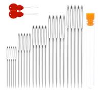 Large Eye Sewing Needles,25 PCS Stainless Steel Embroidery Needles with 2 PCS Needle Threaders Yarn Needle Cross Stitching Needles for Hand Sewing (5 Sizes)