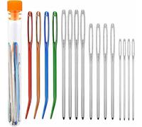 Large-Eye Sewing Needles Set, 16 Pieces, Mixed Sizes with Blunt Tips, Includes Coloured and Silver Needles with Storage Tube,Wool Needles for Sewing Up Knitting for Crochet DIY Crafts,Yarn Needle(Rand
