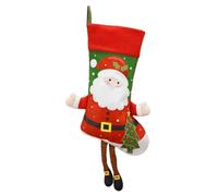 Large Fabric Christmas Stocking with Festive Santa Design for Hanging by Fireplace or Tree, Spacious Holder, 44cm x 25cm, Colour as Shown