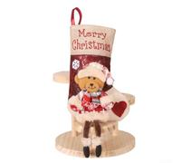 Large Fabric Christmas Stocking with Santa Pattern for Hanging Near Fireplace Offering Spacious Interior for Holiday Toys and Treats (E-W103)
