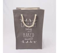 Large Fabric Laundry Hamper Slogan Bag Fully Lined Rope Handles 3 Great Designs Washing Clothes Basket (Naked Tomorrow)