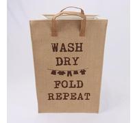 Large Fabric Laundry Hamper Slogan Bag Fully Lined Rope Handles 3 Great Designs Washing Clothes Basket (Wash Dry Fold Repeat)