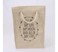 Large Fabric Laundry Hamper Slogan Bag Fully Lined Rope Handles 3 Great Designs Washing Clothes Basket (All Of My Stars)