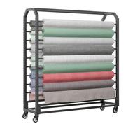 Large Fabric Roll Storage Rack with Adjustable Hanging Rod & Wheels, Heavy Duty Steel Organizer for Fabric Storage and Display