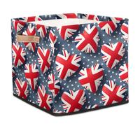 Large Fabric Storage Cubes with Handles, British Flag United Kingdom UK London Cube Storage Bins Organizer Boxes Cube Baskets for Organizing Closet Shelves(13x13x13Inch)