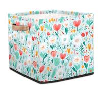 Large Fabric Storage Cubes with Handles, Literary Small Broken Flower Cube Storage Bins Organizer Boxes Cube Baskets for Organizing Closet Shelves(13x13x13Inch)