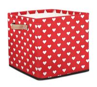 Large Fabric Storage Cubes with Handles, Red and White Hearts Cube Storage Bins Organizer Boxes Cube Baskets for Organizing Closet Shelves(13x13x13Inch)