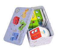 Large Face Changing Cube Game, Wooden Face Changing Magic Cube Game, Educational Face Changing Cubes, Montessori Puzzle Game for Kids, 3+ Years (64 Cards, 16 Blocks, 1 Bell),2.5cm