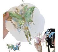 Large Fairy Wing Hair Clip - Butterfly Tassel with Beads,3D Moving Wings & Anti-Slip for Women with Various Hair Types and Lengths (1 PCS-B)