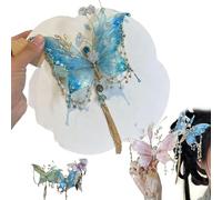 Large Fairy Wing Hair Clip - Butterfly Tassel with Beads,3D Moving Wings & Anti-Slip for Women with Various Hair Types and Lengths (1 PCS-A)