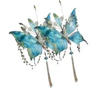 Large Fairy Wing Hair Clips, 3D Moving Butterflys Wings, Butterfly Tassel and Beaded Design, Moving Wings Hair Claws, for Women Decorative Hair Accessories (B*2)