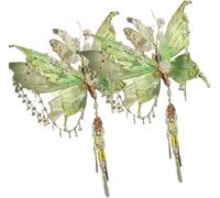 Large Fairy Wing Hair Clips, 3D Moving Butterflys Wings, Butterfly Tassel and Beaded Design, Moving Wings Hair Claws, for Women Decorative Hair Accessories (C*2)