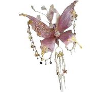 Large Fairy Wing Hair Clips, 3D Moving Butterflys Wings, Butterfly Tassel and Beaded Design, Moving Wings Hair Claws, for Women Decorative Hair Accessories (A)