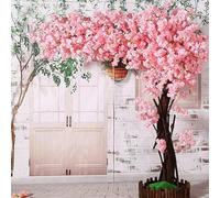 Large Fake Cherry Blossom Tree, Simulation Wishing Tree for Indoor Decor, Natural Wood Trunk & Leaves, Perfect for Living Room, Wedding, Hotel, 1.5m/39in Tall