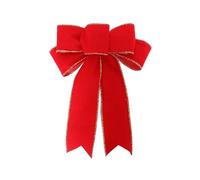 Large Fall Bows for Wreath Christmas/Thanksgiving Orange Pumpkin Leaves Buffalo Plaid Burlap Bows Autumn Door Tree Topper Decor (Xmas-Gold Red#2, 7 * 9in)