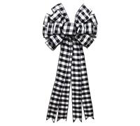 Large Fall Bows for Wreath Christmas/Thanksgiving Orange Pumpkin Leaves Buffalo Plaid Burlap Bows Autumn Door Tree Topper Decor (Xmas Black Plaid, 13 * 30in)