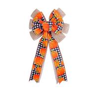 Large Fall Bows for Wreath Thanksgiving Orange Pumpkin Leaves Buffalo Plaid Burlap Bows Autumn Door Tree Topper Decor (Pumpkin Plaid, 10in)