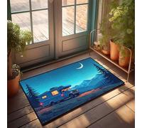 Large Fall Door Mat Night Camping In The Mountains Doormat Knock Before Entering Door Sign Plain Outdoor Mat(65X90CM)