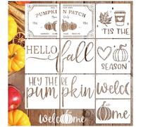 Large Fall Door Mats Stencils for Painting on Wood Hello Fall Doormat Stencils Reusable Welcome Pumpkin Stencil for Wood Doormat DIY Crafts (fall10)