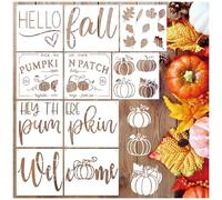 Large Fall Door Mats Stencils for Painting on Wood Reusable Fall Doormat Stencils Welcome Pumpkin Maple Leaves Stencil for Doormat Wood Door Hang DIY Crafts (mat10)