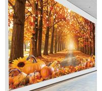 Large Fall Party Backdrop Decoration 10x6ft One-piece Autumn Maple Leaves Pumpkin Friendsgiving Background Banner Decor for Party Classroom Wall Bulletin Board Photography Photo Booth Props Supplies