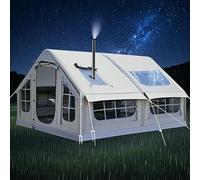 Large Family Air Blow Up Tent, Outdoor Camping Quick Setup Inflatable Tents with Stove Hole and Pump, Pop-Up Pump Up Tent with Storage Bag, 4 Season Waterproof Windproof