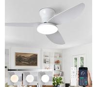 Large Fan Lights Ceiling Living Room 100cm, 3 Blade Dimmable Light Fan Ceiling with Remote, Reversible Silent DC with 6 Speed, Indoor Smart Ceiling Light Fan for Bedroom, Lounge, Kitchen-White