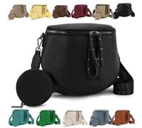 Large Fanny Pack Crossbody Sling Bags,Premium Leather with Adjustable Strap Detachable Wallets (Black)