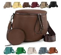 Large Fanny Pack Crossbody Sling Bags,Premium Leather with Adjustable Strap Detachable Wallets (Coffee)
