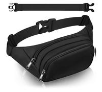 Large Fanny Pack for Women Men - Syican Waist bag with 3-Zipper Pockets, Gifts for Enjoy Sports Traveling Workout Casual Hands-Free crossbody bags Fits MAX 7.9'' iPad & 6.6'' Phone Black,