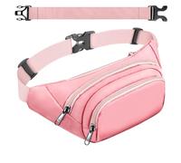 Large Fanny Pack for Women Men - Syican Waist bag with 3-Zipper Pockets, Gifts for Enjoy Sports Traveling Workout Casual Hands-Free crossbody bags Fits MAX 7.9'' iPad & 6.6'' Phone, Pink+Extended Belt