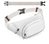 Large Fanny Pack for Women Men - Syican Waist bag with 3-Zipper Pockets, Gifts for Enjoy Sports Traveling Workout Casual Hands-Free crossbody bags Fits MAX 7.9'' iPad & 6.6'' Phone, White+Extended