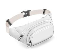 Large Fanny Pack for Women Men - Syican Waist bag with 3-Zipper Pockets, Gifts for Enjoy Sports Traveling Workout Casual Hands-Free crossbody bags Fits MAX 7.9'' iPad & 6.6'' Phone, White, M
