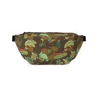 Large Fanny Packs for Women Men Cross Body - Artistic Cute Lizard Chameleon Green Travel Crossbody Bags for Women Trendy, Belt Bag for Women Men Crossbody, Waist Bag for Women With Adjustable Strap