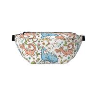 Large Fanny Packs for Women Men Cross Body - Cartoon Chameleon Lizard Flower Travel Crossbody Bags for Women Trendy, Belt Bag for Women Men Crossbody, Waist Bag for Women With Adjustable Strap