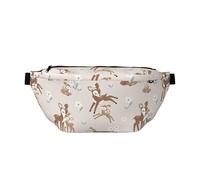 Large Fanny Packs for Women Men Cross Body - Cartoon Cute Deer Daisy Travel Crossbody Bags for Women Trendy, Belt Bag for Women Men Crossbody, Waist Bag for Women With Adjustable Strap