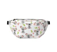 Large Fanny Packs for Women Men Cross Body - Gray Koala Pink Tulip Travel Crossbody Bags for Women Trendy, Belt Bag for Women Men Crossbody, Waist Bag for Women With Adjustable Strap