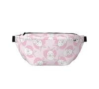Large Fanny Packs for Women Men Cross Body - Happy Cute Rabbit Love Pink Travel Crossbody Bags for Women Trendy, Belt Bag for Women Men Crossbody, Waist Bag for Women With Adjustable Strap