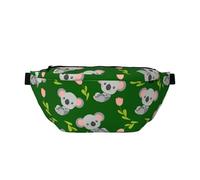 Large Fanny Packs for Women Men Cross Body - Koala Tulip Print Green Travel Crossbody Bags for Women Trendy, Belt Bag for Women Men Crossbody, Waist Bag for Women With Adjustable Strap