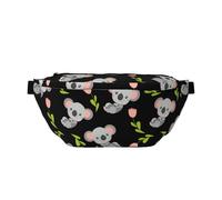 Large Fanny Packs for Women Men Cross Body - Pink Tulip Gray Koala Travel Crossbody Bags for Women Trendy, Belt Bag for Women Men Crossbody, Waist Bag for Women With Adjustable Strap