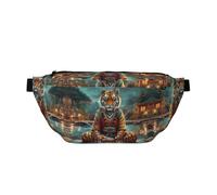 Large Fanny Packs for Women Men Cross Body - Pond Meditating Tiger Travel Crossbody Bags for Women Trendy, Waist Bag for WomenBelt Bag for Women Men Crossbody With Adjustable Strap