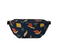 Large Fanny Packs for Women Men Cross Body - Snail Leaf Print Black Travel Crossbody Bags for Women Trendy, Belt Bag for Women Men Crossbody, Waist Bag for Women With Adjustable Strap