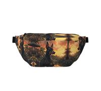 Large Fanny Packs for Women Men Cross Body - Sunset Meditating Doberman Travel Crossbody Bags for Women Trendy, Waist Bag for WomenBelt Bag for Women Men Crossbody With Adjustable Strap