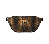 Large Fanny Packs for Women Men Cross Body - Tiger in the Fallen Leaf Forest Travel Crossbody Bags for Women Trendy, Waist Bag for WomenBelt Bag for Women Men Crossbody With Adjustable Strap